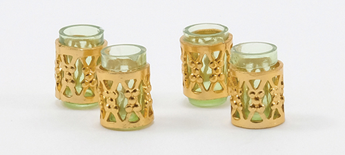 Dollhouse Miniature Tumbler with Filigree, 4/Pc